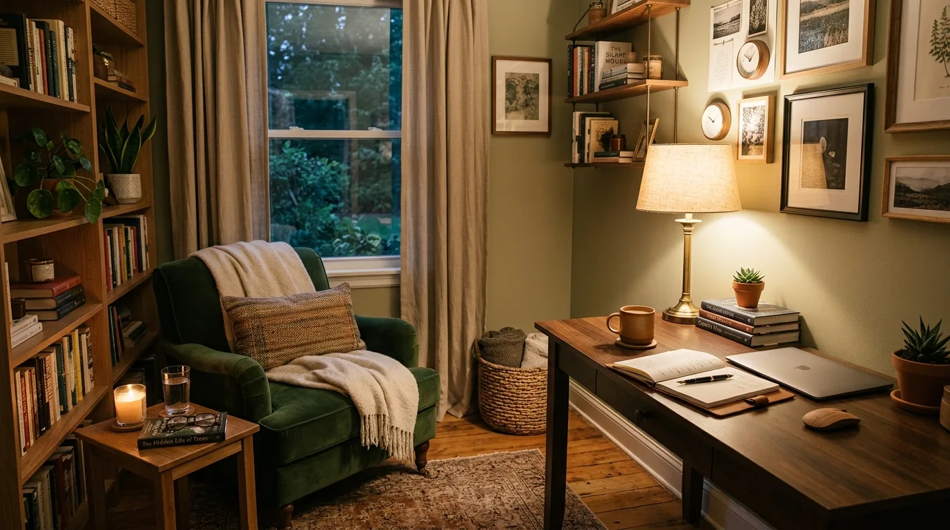 Add shelves that organize instead of crowd inspiration for a home office.